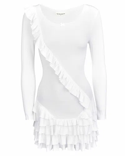 My Mum Made It Frill Sash Dress In White