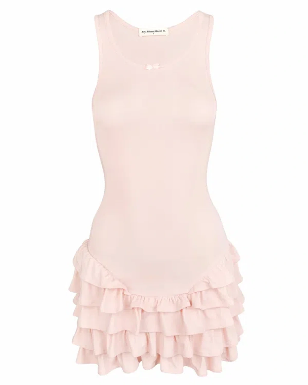 open lace back dress Pretty Little Thing Strapless Ruffle Mini Dress (Pink)
