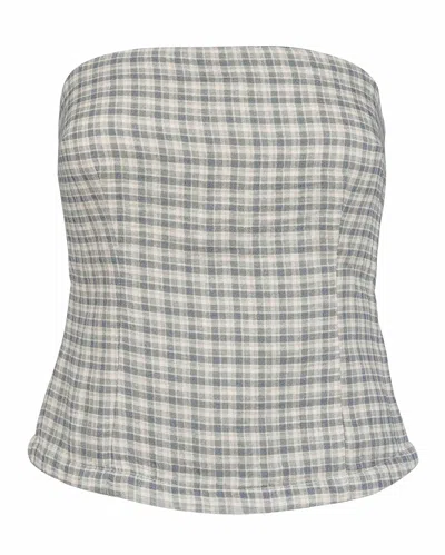 My Mum Made It Gauze Corset Top In Faded Blue Check