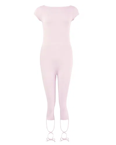 My Mum Made It Lace Back Tie Capri Unitard In Rose