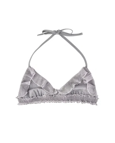 My Mum Made It Lace Frill Swim Top In Gray