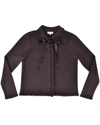 My Mum Made It Lace Knit Cardigan In Brown