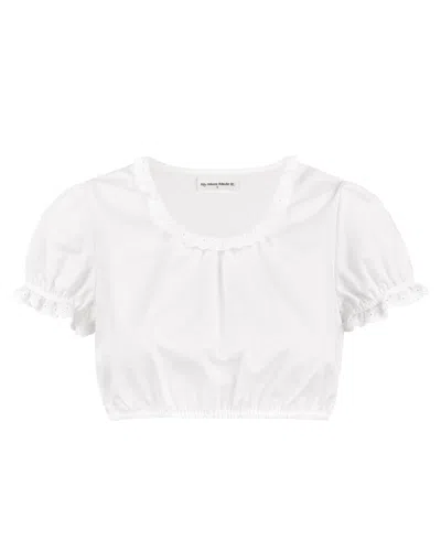 My Mum Made It Lace Puff Sleeve Crop In White