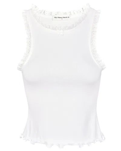 My Mum Made It Lace Tank In White