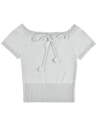 My Mum Made It Laceweave Off-shoulder Top In Green