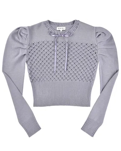 My Mum Made It Laceweave Ribbon Puff Sweater In Purple