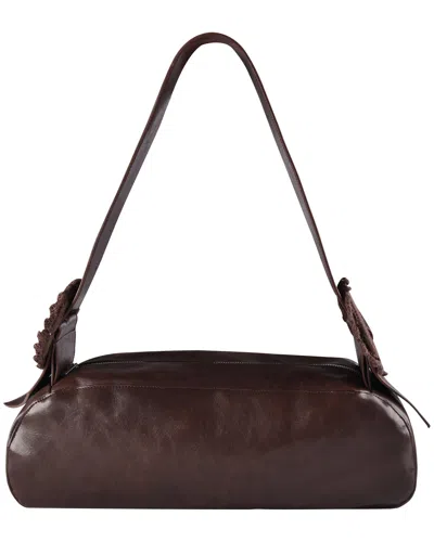 My Mum Made It Leather Crochet Buckle Bag In Brown