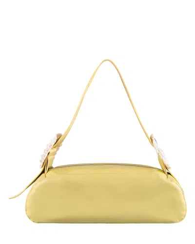 My Mum Made It Leather Crochet Buckle Bag In Yellow