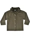My Mum Made It Mini Flannel Ruffle Blouse In Green