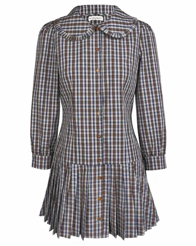 My Mum Made It Pleat Shirt Dress In Dark Check