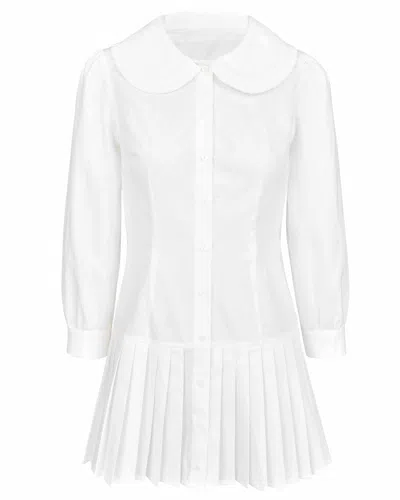 My Mum Made It Pleat Shirt Dress In White