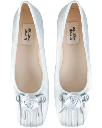 My Mum Made It Rosette Silk Ballet Pumps In White