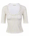 My Mum Made It Ruffle Beach Top In Pacific Stripe