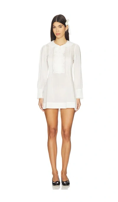My Mum Made It Ruffle Placket Mini Dress In White