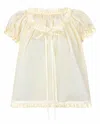 My Mum Made It Sheer Tie Puff Sleeve Top In Lemon
