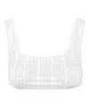 My Mum Made It Swim Crop In Chalk Stripe