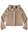 My Mum Made It Wool Frill Neck Jacket In Brown