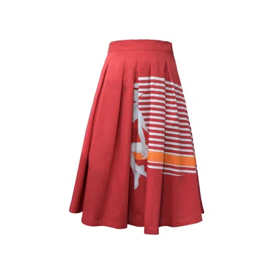 My Pair Of Jeans Women's Red Cannes Midi Skirt