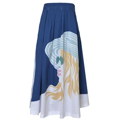 My Pair Of Jeans Women's Yellow / Orange / White Viky Maxi Skirt In Blue