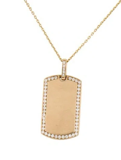 Pre-owned My Story 14k Diamond Dog Tag Pendant Necklace, 18.25" In Multi