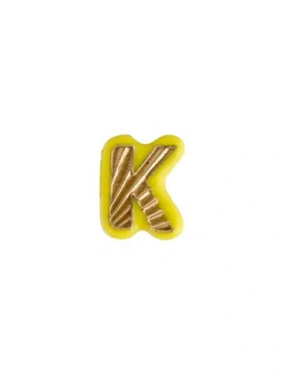 Pre-owned My Story 14k Enamel Letter 'k' Single Stud Earring In Yellow