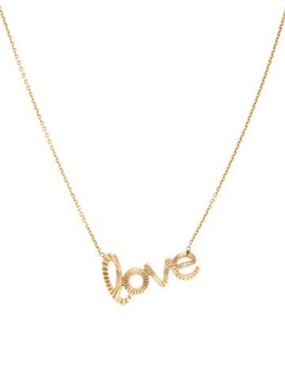 Pre-owned My Story 14k 'love' Pendant Necklace, 17.25" In Multicolor