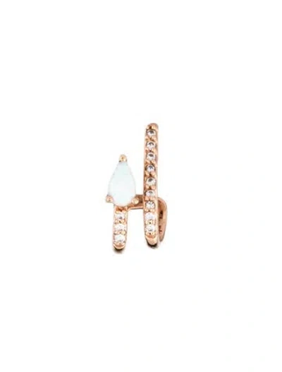 Pre-owned My Story 14k Synthetic Opal & Diamond Single Janet Huggie Earring In Multi