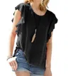 My Story Ruffle Sleeves Top In Black In Black
