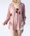 My Story Waffle Knit Long Sleeve Top In Pink