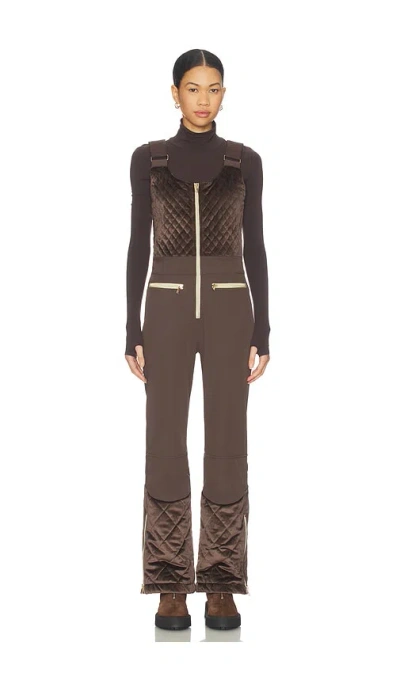 My Sunday Ski Quilted Velvet Ski Overall In Chocolate