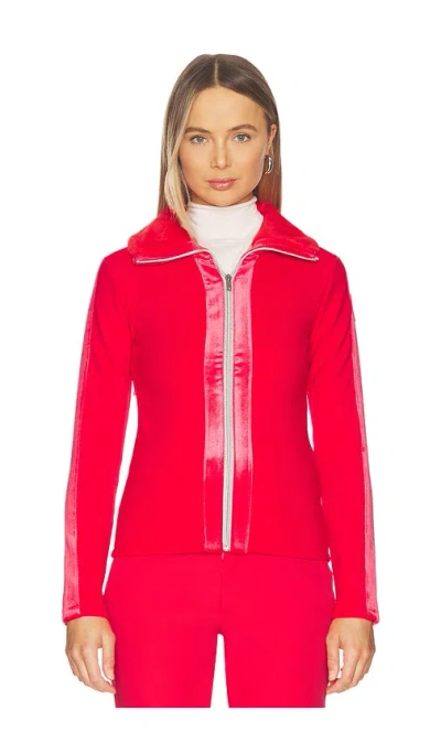 My Sunday Ski Ribbed Zip Up Mid Layer Jacket In Red
