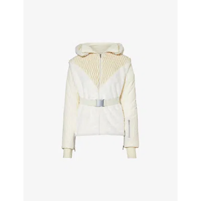 My Sunday Ski Womens Cream Ski-let Hooded Shell And Faux-fur Jacket In White