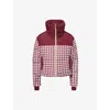 My Sunday Ski Womens Burgundy Houndstooth Cropped Bomber Ski Jacket In Multi