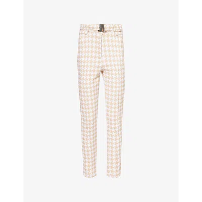 My Sunday Ski Womens  Slalom Houndstooth-print Straight-leg High-rise Stretch-woven Ski Trousers In Nude Houndstooth