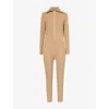 My Sunday Ski Womens  Ribbed High-neck Straight-leg Wool And Cashmere-blend Jumpsuit In Salted Caramel