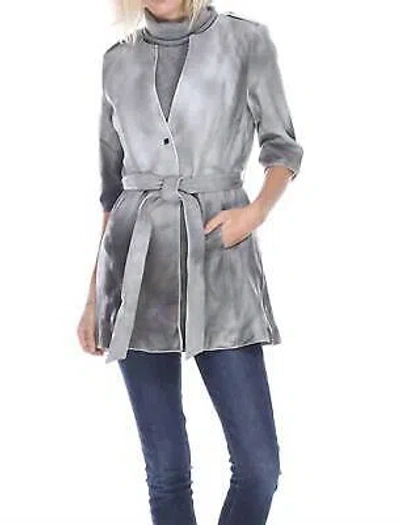 Pre-owned My Tribe Dip Dye Long Leather Coat For Women - Size L In Gray