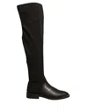 My Twin Black Leather Suede Flats High Boots Shoes