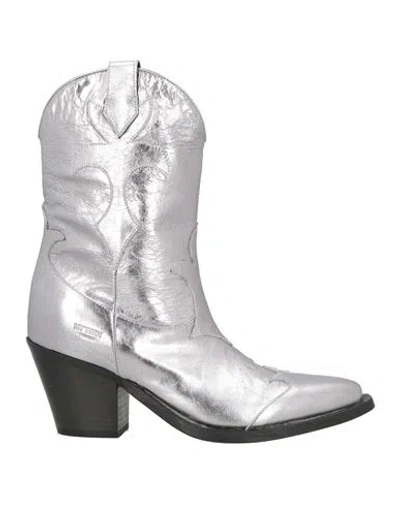 My Twin Twinset Woman Ankle Boots Silver Size 7 Leather