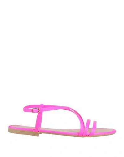 My Twin Twinset Woman Sandals Fuchsia Size 10 Textile Fibers In Pink