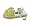 My Twin Twinset Women's D'orsay Lace Leather Espadrilles In White, Lime Green In Multi