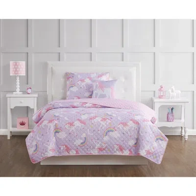 My World Purple Microfiber Quilt Set