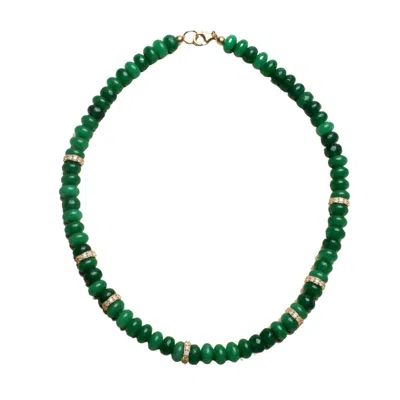 Myaleph Women's Gold / Green Fanny Necklace - Emerald & Diamond