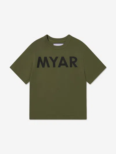 Myar Kids' Boys Cotton Logo Print T-shirt In Green