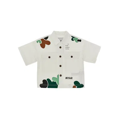Myar Camouflage Print Stretch Cotton Shirt Kids In Neutral
