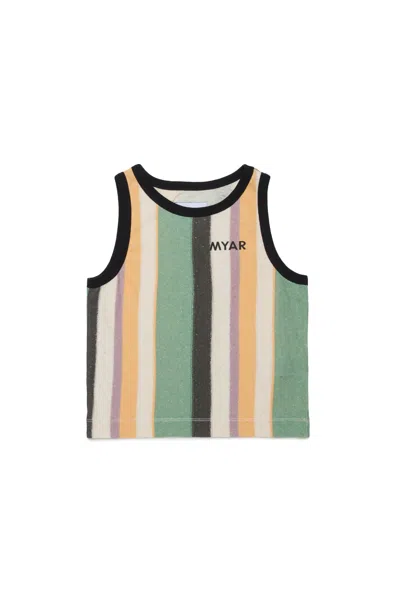 Myar Striped Tank Top With Logo In Green