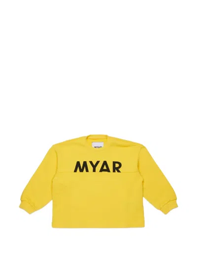 Myar Kids' Crew-neck Logo Sweatshirt In Yellow