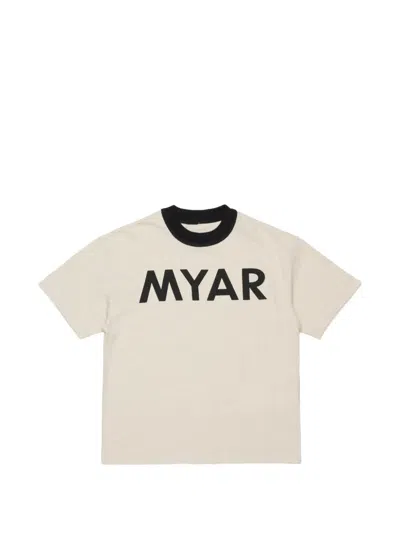 Myar Kids' Crew-neck Logo T-shirt In Neutral