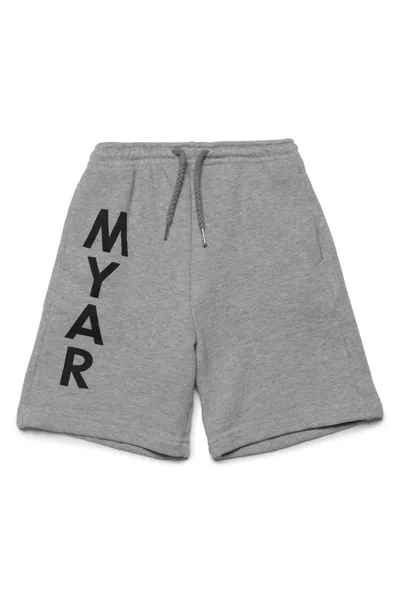 Myar Deadstock Fleece Shorts With Vertical Logo In Grey