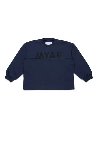 Myar Crew Neck Sweatshirt With Logo In Blue