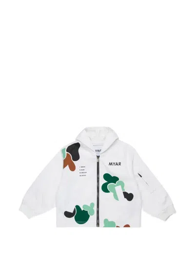 Myar Kids' Graphic-print Hooded Jacket In White